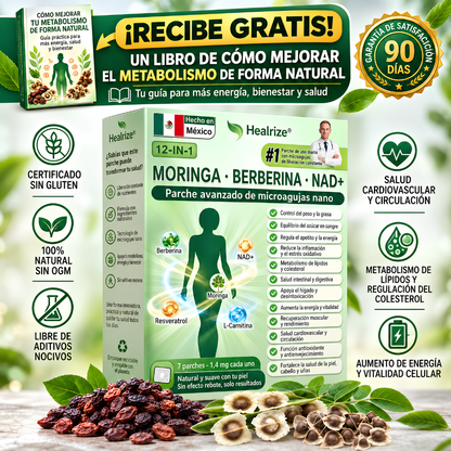 Healrize® 2026 Parche Adelgazante 12-en-1 con Moringa · Berberina × NAD+ 🇲🇽