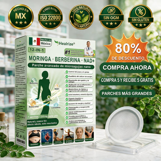 Official Store | Healrize® 2026 12-in-1 Slimming Patch with Moringa · Berberine × NAD+ 🇲🇽 (Controls appetite, regulates sugar, prevents diabetes, eliminates flabbiness while you sleep)