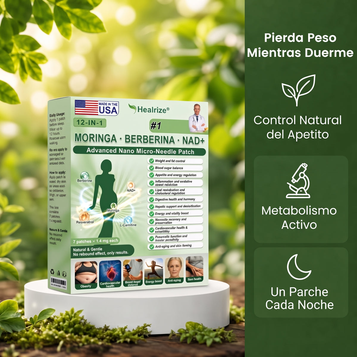 Official Store | Healrize® 2026 12-in-1 Slimming Patch with Moringa & Berberine × NAD+usa (Controls appetite, regulates blood sugar, prevents diabetes, and melts away sagging skin while you sleep)